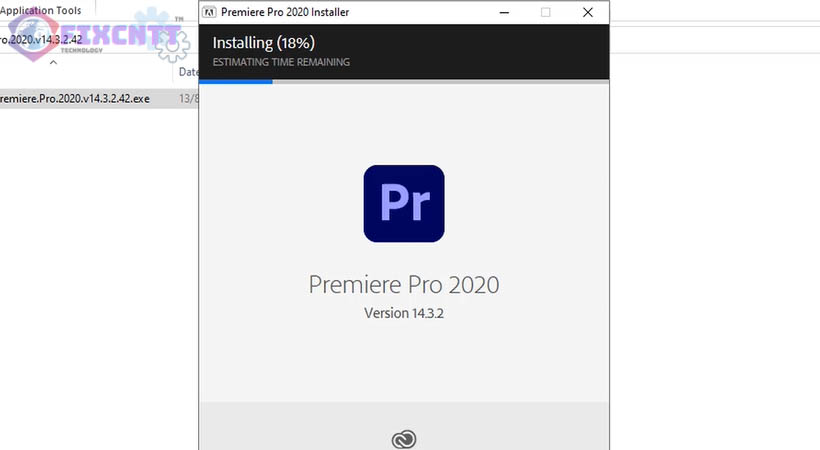 Chờ phần mềm Adobe Premiere 2020 được cài đặt