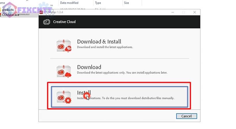 Chọn Install cài adobe media encoder 2018