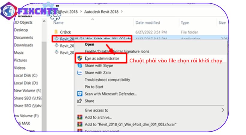 Khởi chạy file như trên bằng quyền administrator.