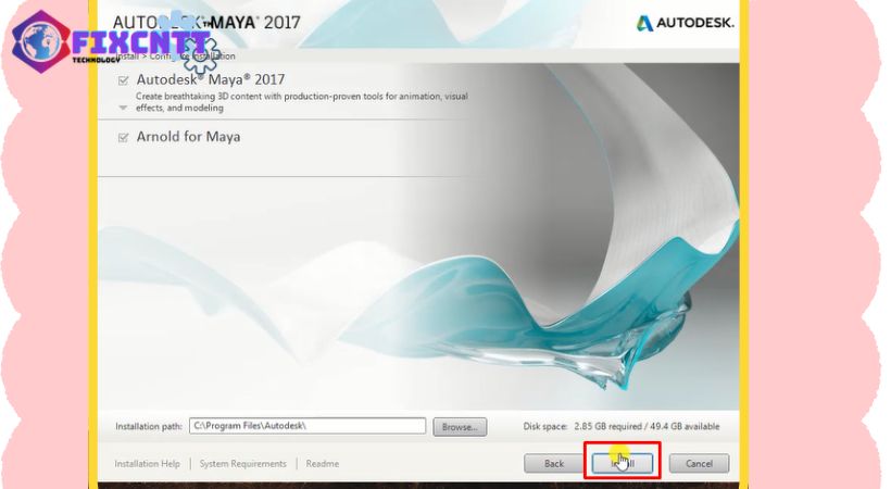 Tiến hành chọn Install Maya 2017.