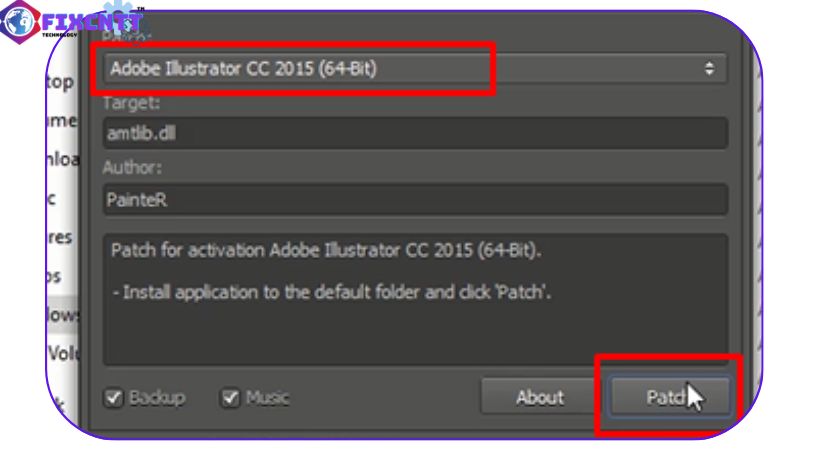 Chọn adobe illustrator 2015 và chọn patch.