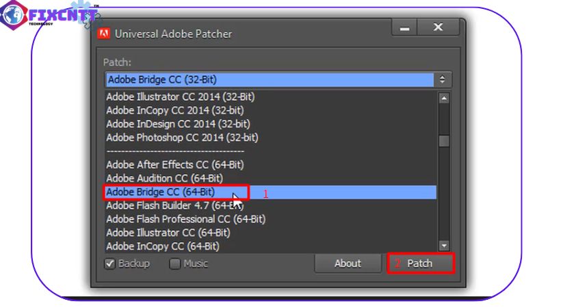 Chọn mục adobe bridge cc như hình.