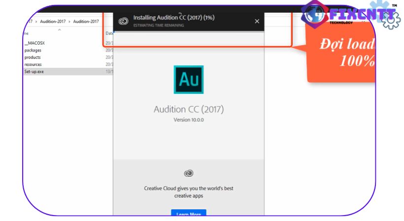 Đợi adobe audition 2017 được installing.