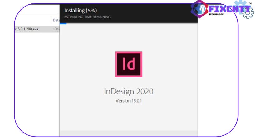 Đợi adobe indesign 2020 được cài dặt vào máy.