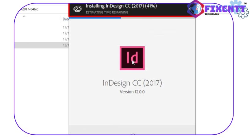 Đợi phần mềm adobe indesign 2017 được cài đặt.