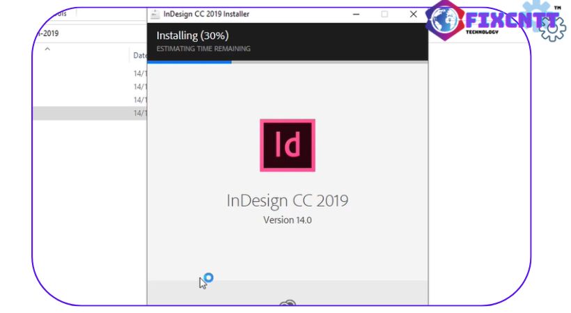 Đợi phần mềm adobe indesign 2019 được cài đặt.