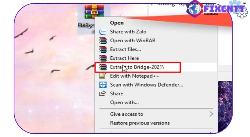 Giải nén file cài đặt phần mềm adobe bridge 2021.