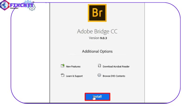 Tiến hành chọn install adobe bridge 2019.