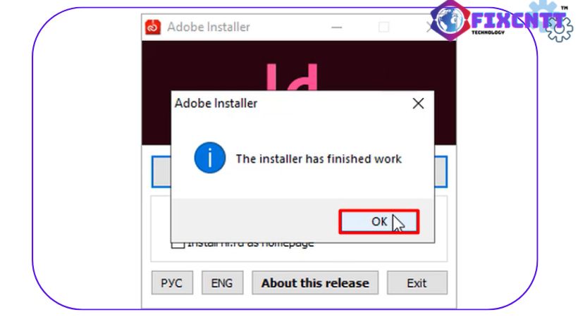 Tiến hành chọn ok. Hoàn thành cài đặt adobe indesign 2020.