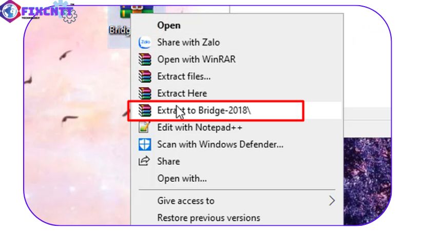 Tiến hành giải nén file cài đặt adobe bridge 2018.