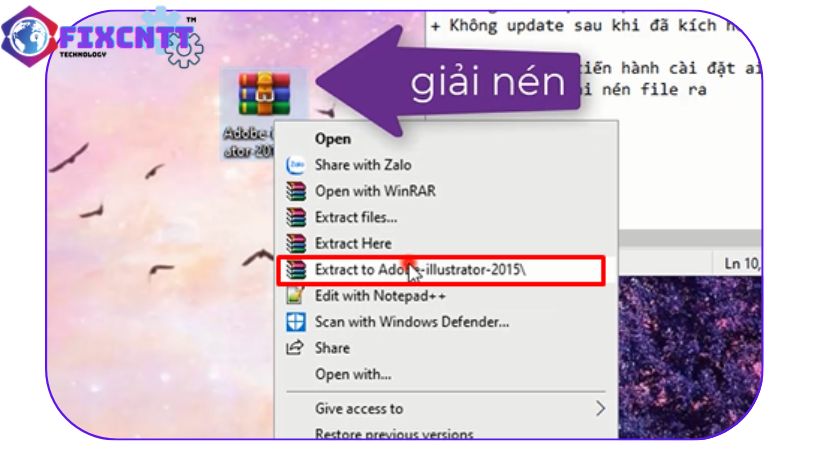 Tiến hành giải nén phần mềm adobe illustrator 2015.