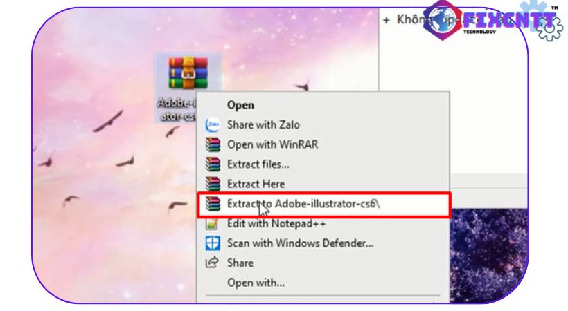 Giải nén file cài đặt adobe illustrator cs6