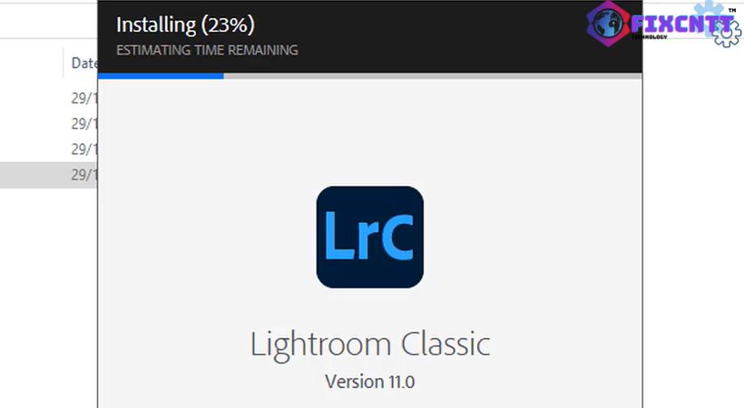 Chọn installing adobe lightroom 2022 được 100%.