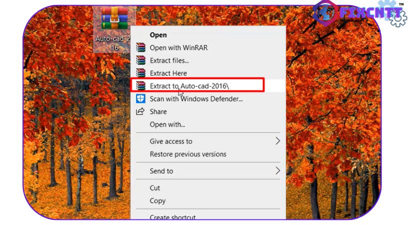 giải nén file cài đặt autocad 2016 như hình.