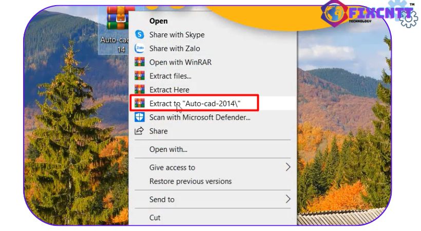 giải nén file cài đặt phần mềm autocad 2014.