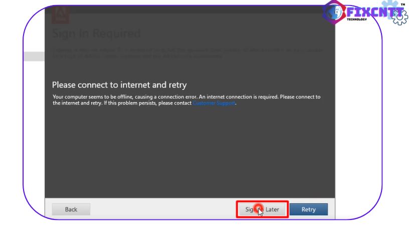 Chọn Sign in later để cài đặt Photoshop 2014.
