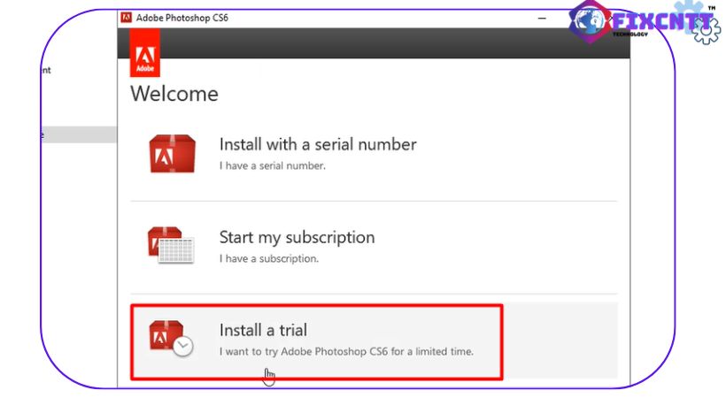 Chọn install Photoshop cs6.