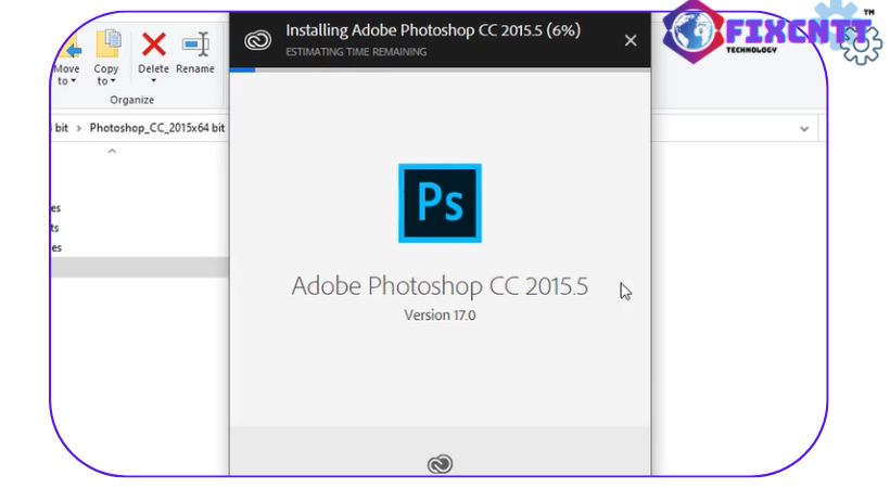 Đợi Adobe Photoshop 2015 được cài đặt đủ 100% vào máy.