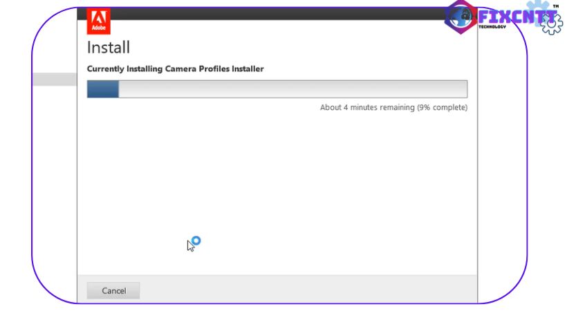Đợi Adobe Photoshop cs6 được cài đặt.