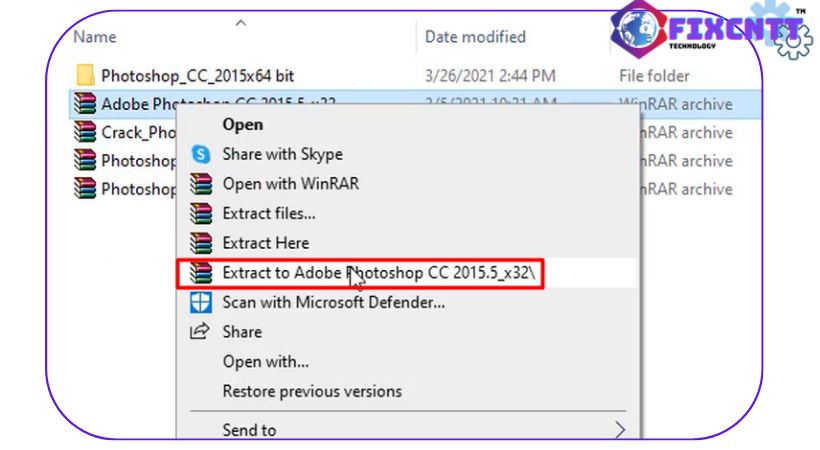 Giải nén file cài đặt Adobe Photoshop 2015.