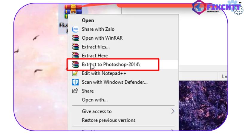 Giải nén file cài đặt phần mềm Photoshop 2014.