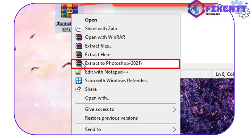 Giải nén file cài đặt Photoshop 2021.