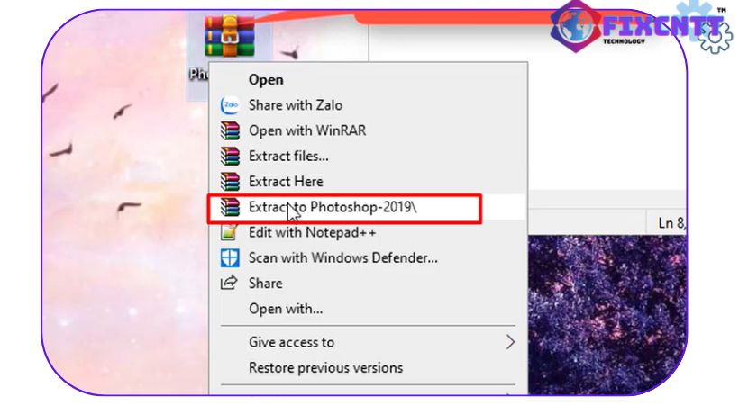 giải nén file cài đặt photoshop 2019 như hình.