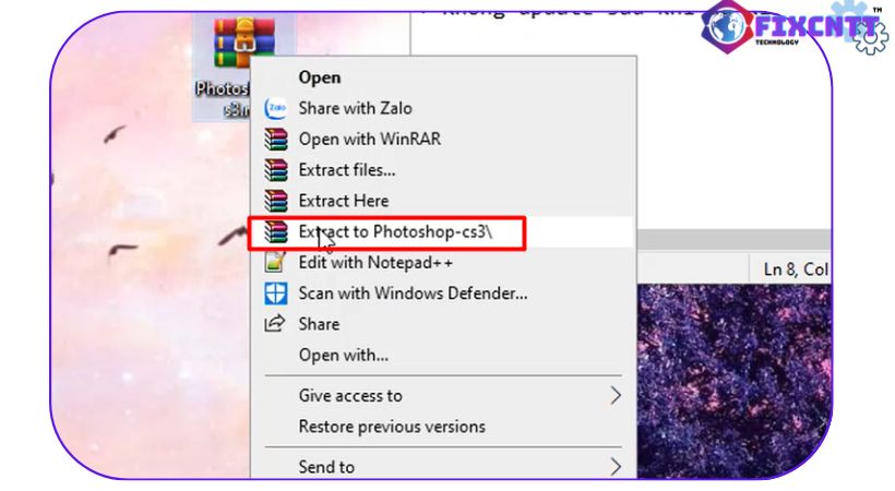 Giải nén file cài đặt photoshop cs3.