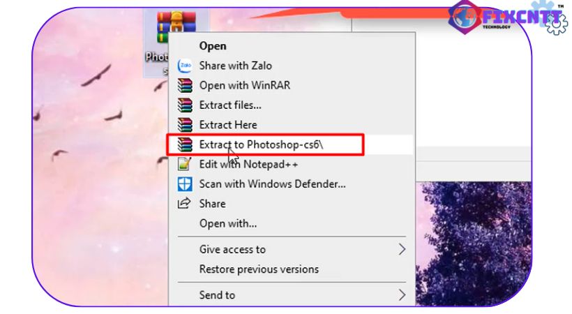Giải nén file cài đặt photoshop cs6.